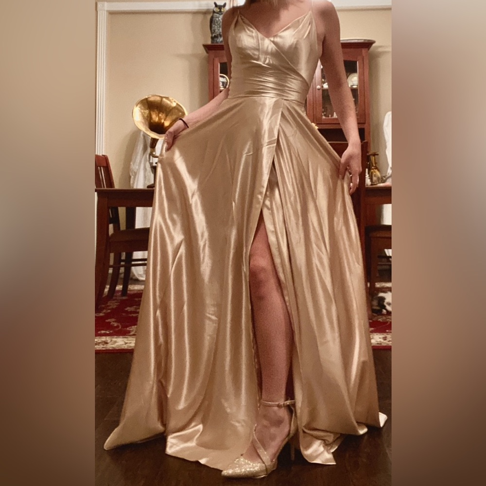CHAMPAGNE WOMENS WEDDING BRIDESMAIDS DRESS